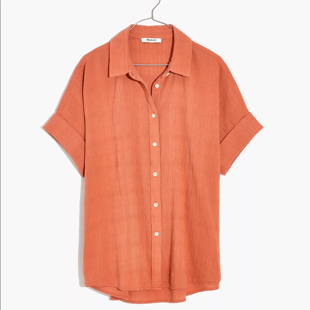 Madewell Courier Pintuck-Back Shirt in Textured Windowpane NWT XXS
